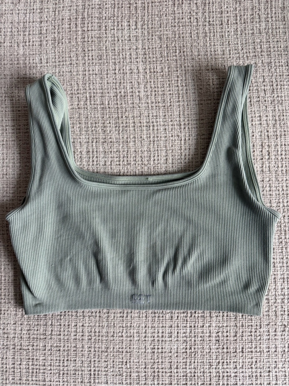 Set Active Ribbed Square-Neck Bralette - Sage Green